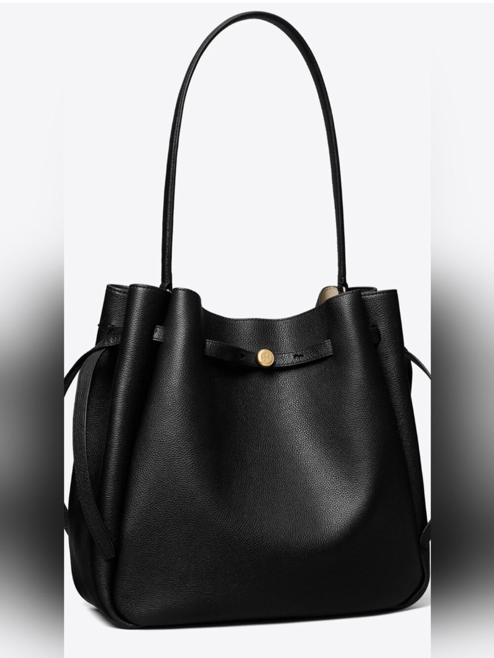 Tory Burch Black Romy Leather Bucket Bag - Picture 3 of 10